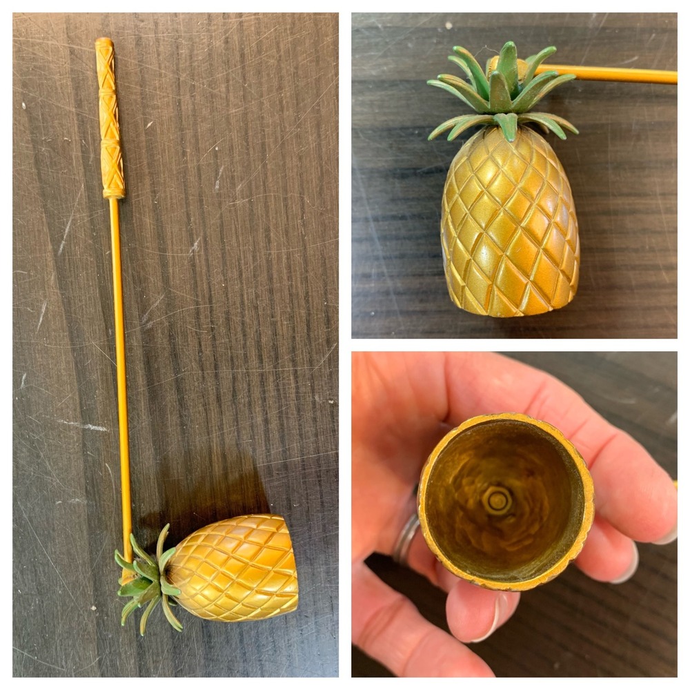 Vintage Pineapple‎ Candle Snuffer Gold Tone Vintage Decor Dinnerware Retro